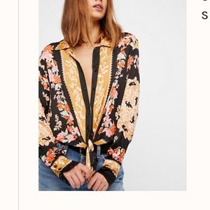 Free people patterned silk button down